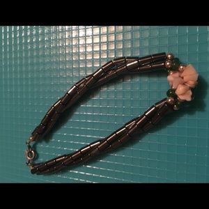 Hand made Coral bracelet with blank Onyx
